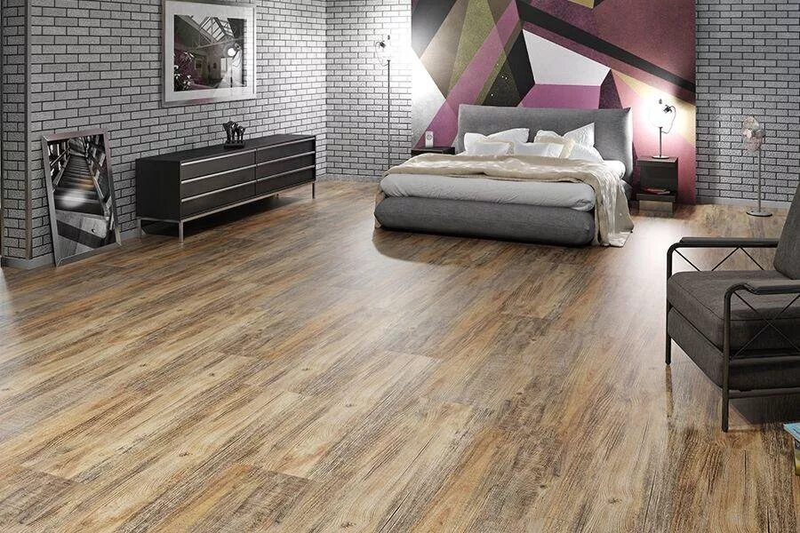 Плитка пвх на стенах в интерьере Виниловые полы VinyLine Design Birch Old