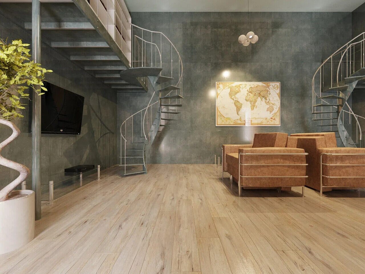Плитка пвх на стене в интерьере Кварц-винил Alpine Floor Grand Sequoia купить в Москве.