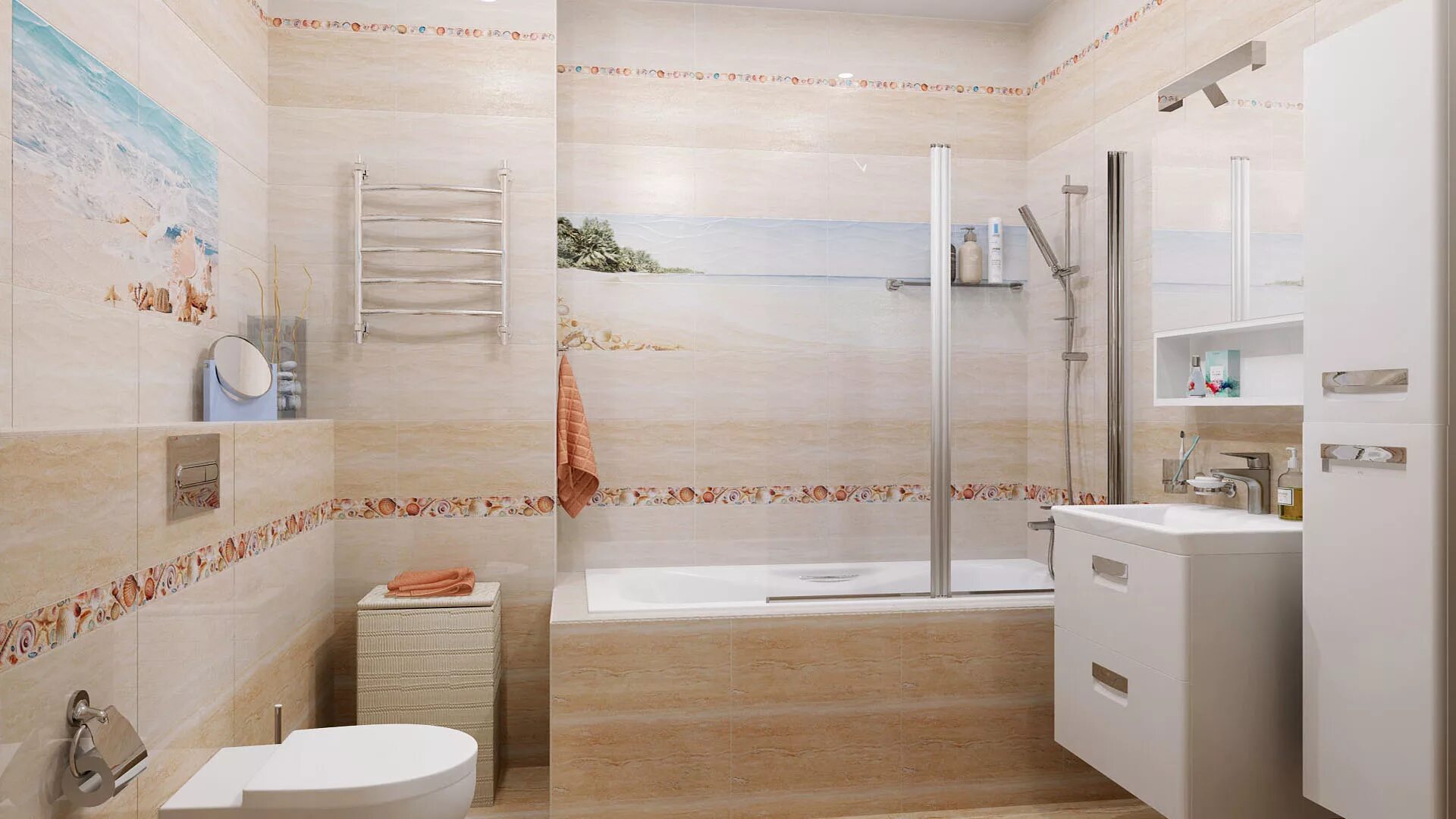 Плитка ривьера бежевый в интерьере Распродажа Riviera слоновая кость Alma Ceramica - Плитка Альма Керамика Ривьера 