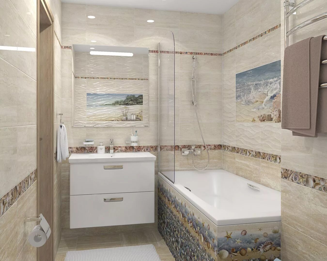 Плитка ривьера бежевый в интерьере Распродажа Riviera слоновая кость Alma Ceramica - Плитка Альма Керамика Ривьера 