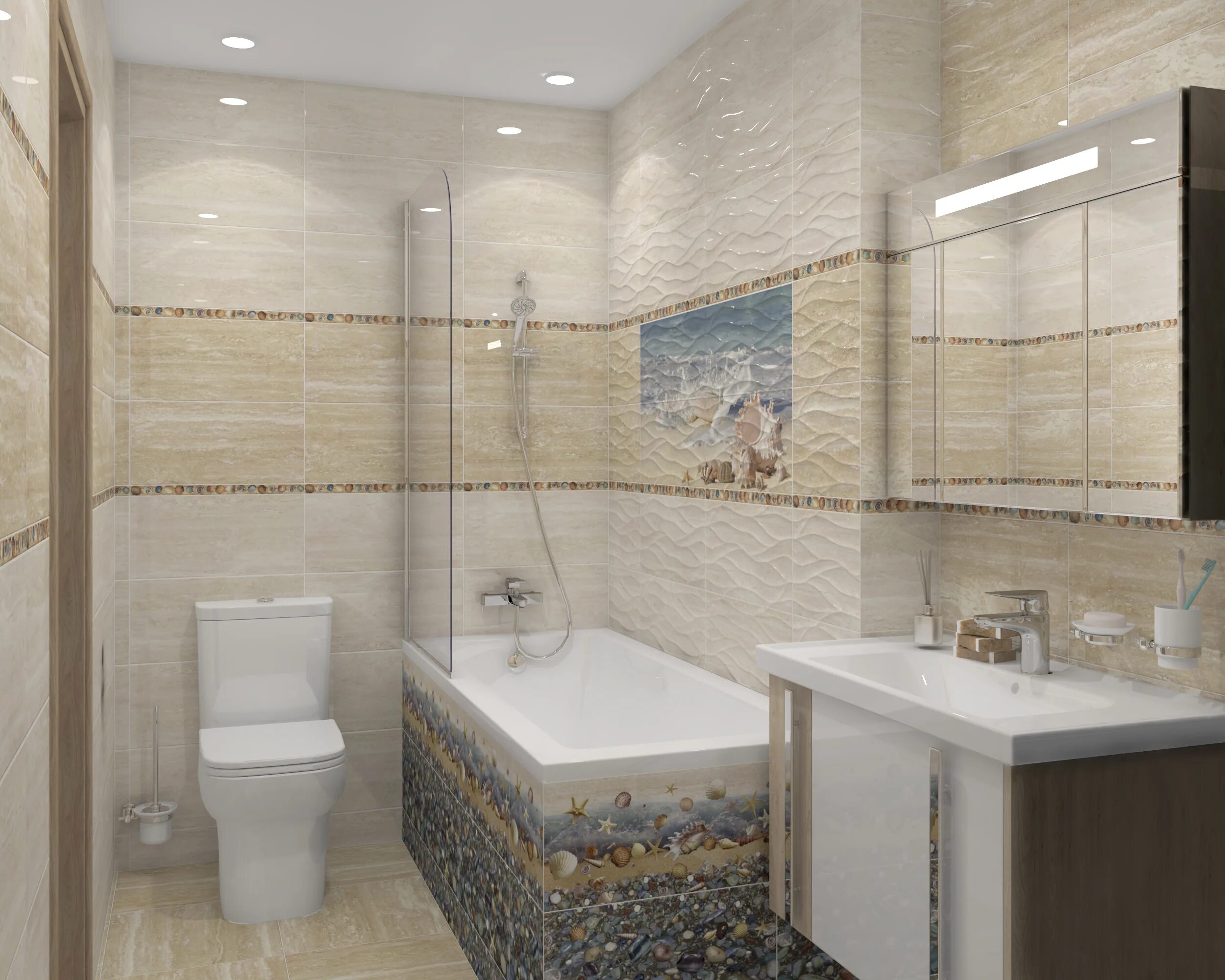 Плитка ривьера бежевый в интерьере Коллекция Riviera ALMA Ceramica - купить недорого с доставкой. Цены, характерист