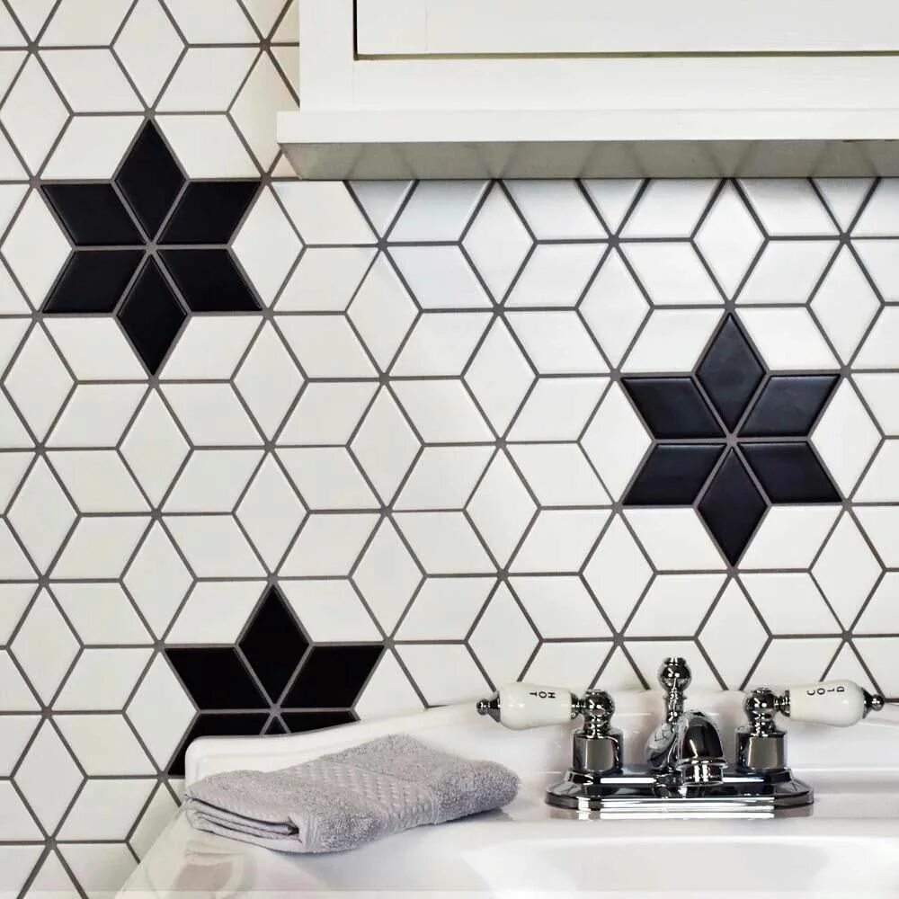 Плитка ромбы фото Merola Tile Metro Rhombus Matte Black 10-1/2 in. x 12-1/8 in. x 5 mm Porcelain M