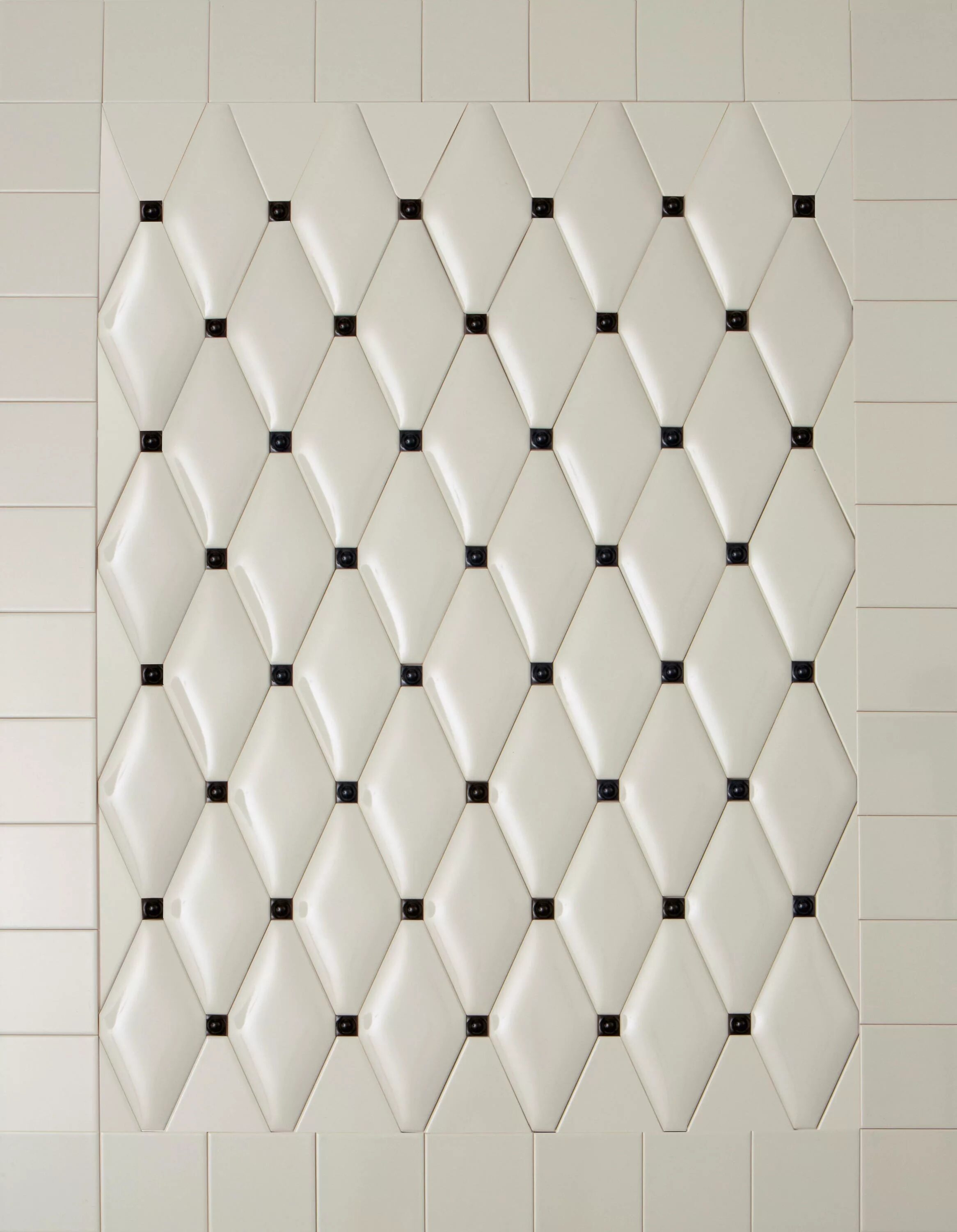 Плитка ромбы фото Capitonné pearl rounded with black insets Architonic