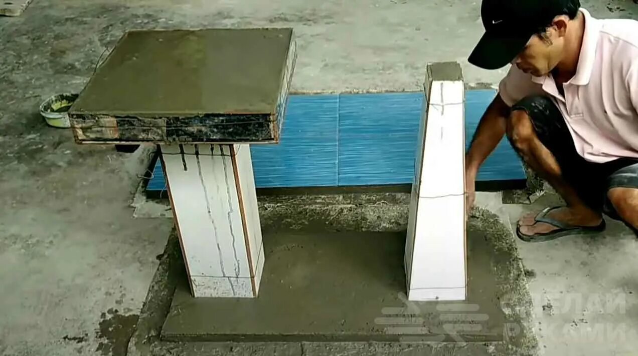 Плитка самоделка Обеденный стол на дачу: из цемента и керамической плитки - HandMade32.ru - сдела