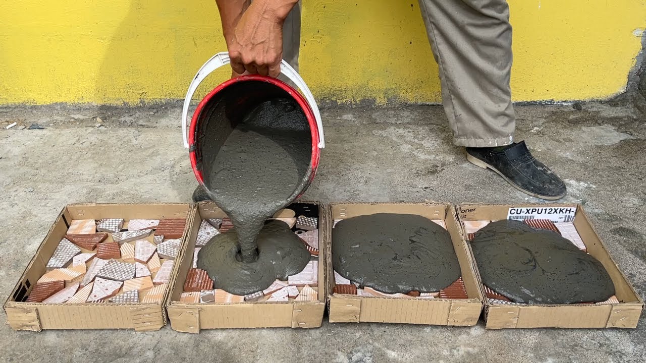 Плитка самоделка Great! Tips Make Cement Flower pots with Cardboard Molds - Easy & Beautiful - Yo