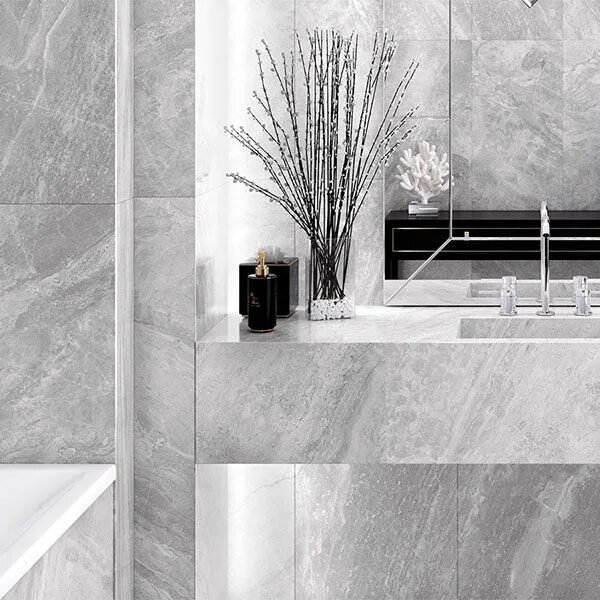 Плитка серый мрамор в интерьере Porcelanosa Indic Gloss Tile 45 x 120cm Tiles and Bathrooms Online in 2020 Bathr