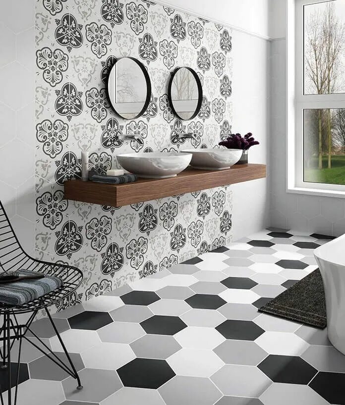 Плитка соте фото Baldosa hidráulica hexagonal fantasy 25x22 - Azulejosmetro.es Unique bathroom ti