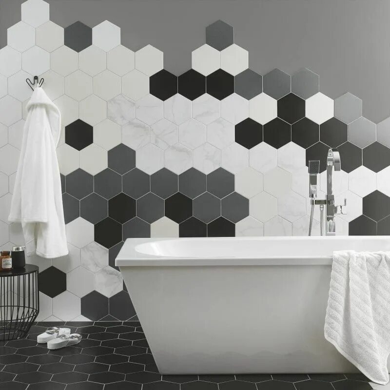 Плитка соте фото British Ceramic Tile - Hexagon Satin Wall & Floor #Porcelain #Tiles Tile bathroo