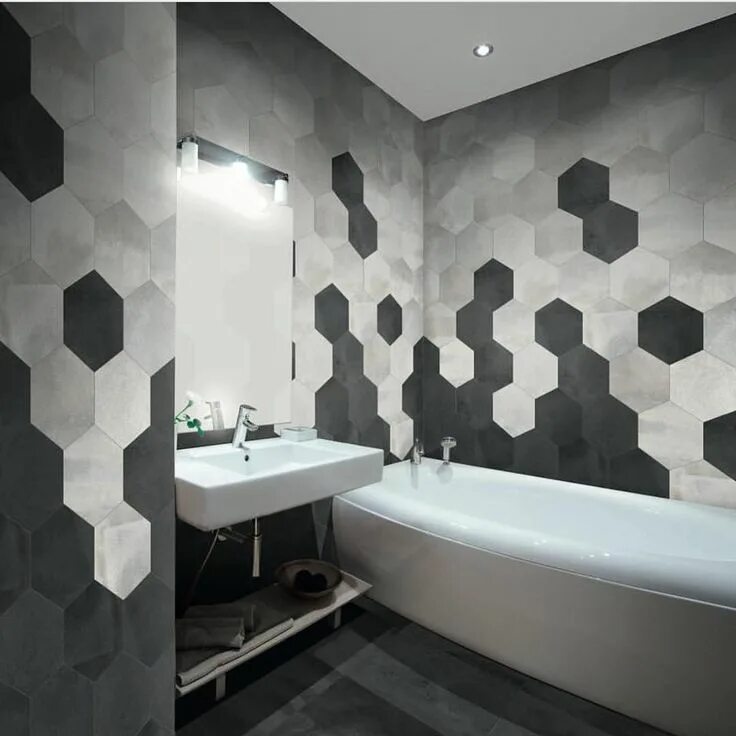 Плитка соте фото Bathrooms - Renovator Auctions Hexagon tile bathroom, Modern bathroom design, Tr
