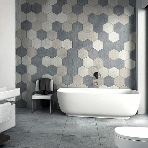 Плитка соты для ванной в интерьере Hexagon tiles for the wall. Hexagon tile bathroom, Bathroom feature wall, Bathro