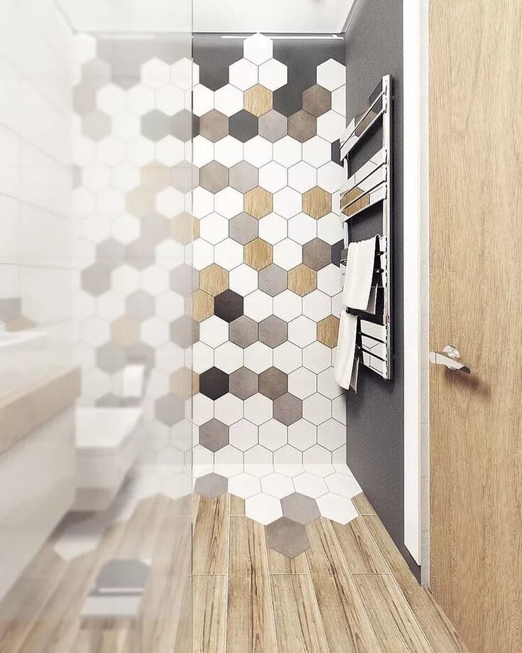 Плитка соты для ванной в интерьере Keramik Lantai Kamar Mandi Dengan Warna Keramik Kamar Mandi Terbaru Ide kamar ma