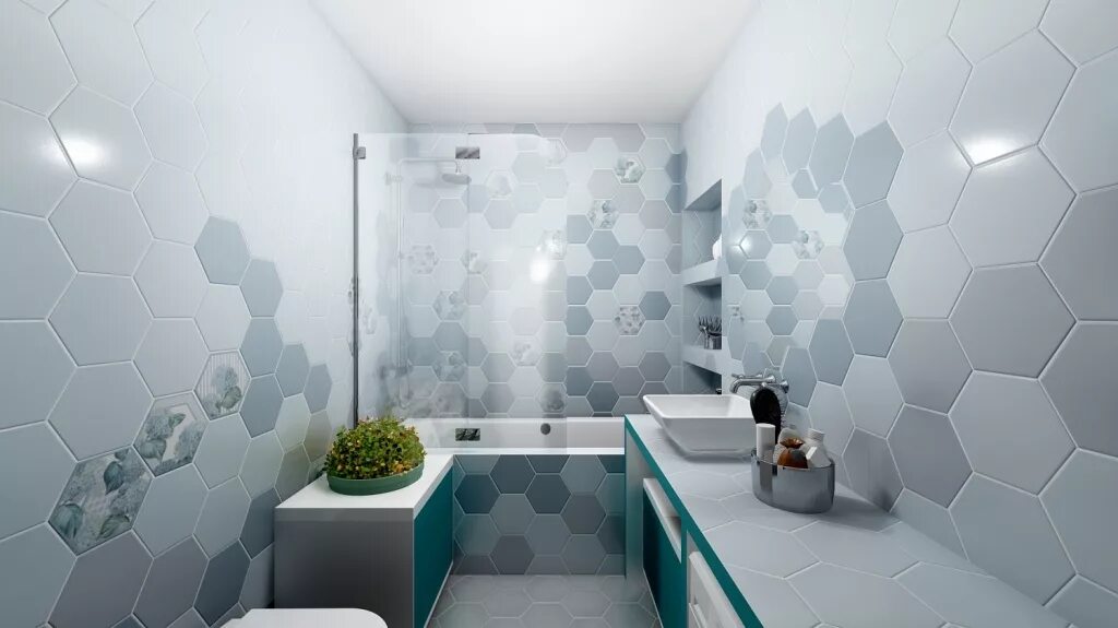 Плитка соты для ванной в интерьере Коллекция Аньет Kerama Marazzi - на сайте Галерея Керамики