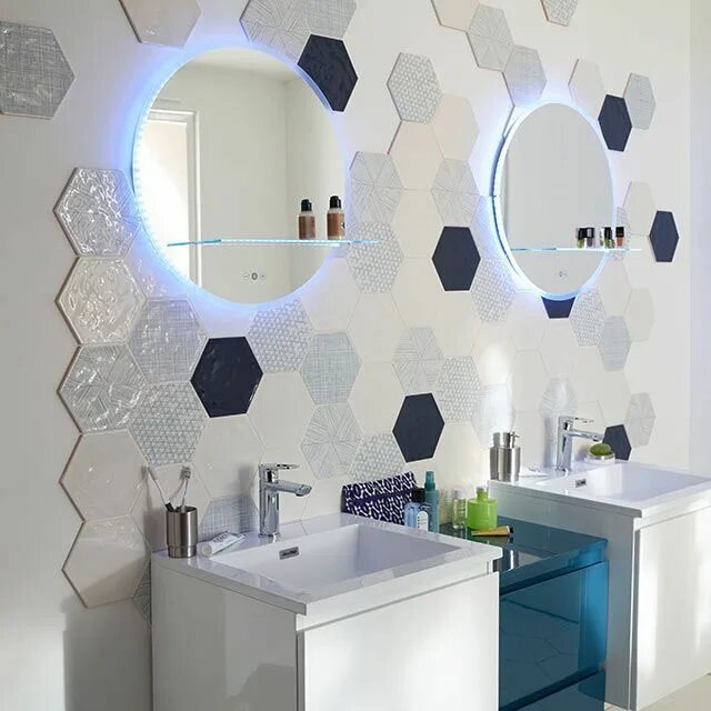 Плитка соты для ванной в интерьере #blanc #BLEU #carrelage #carton #Castorama #design #Flooring #Makara #mur #vendu