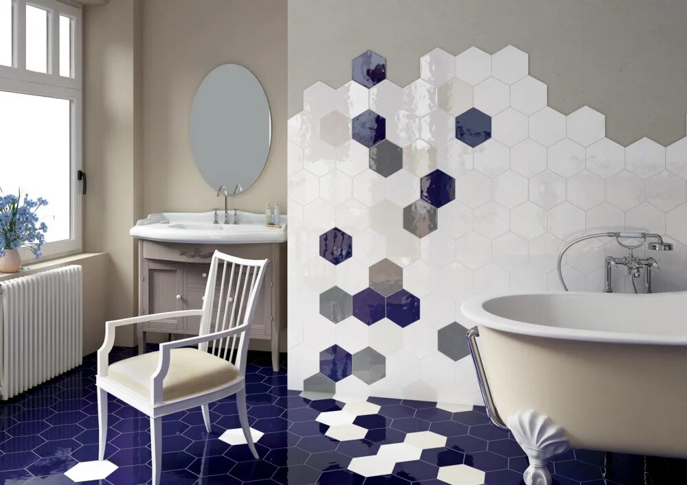 Плитка соты в интерьере ванны Плитка Equipe Hexatile - Купить в Москве В Интернет Магазине: Цена От Aplitka