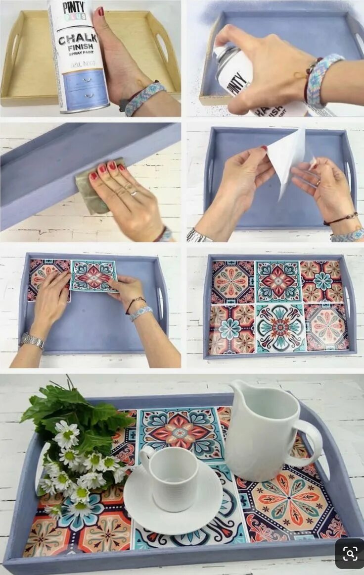 Плитка своими руками в домашних условиях Pin de Evelyn Salas en Decoupage all ideas Bandejas pintadas, Bandejas de madera