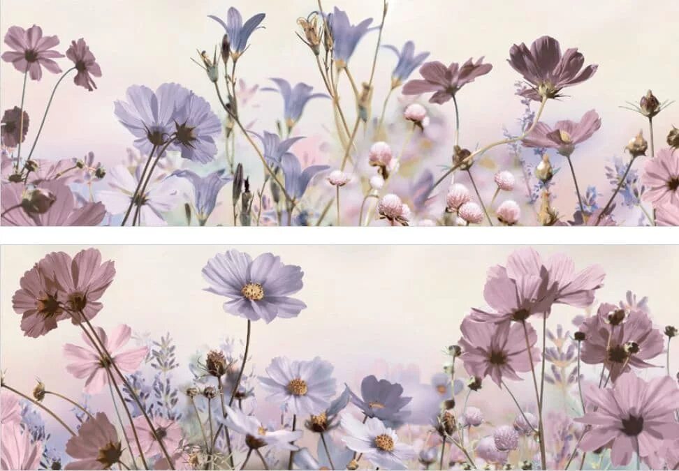 Плитка цветок фото Decor Alba Violet composition 2pcs ibero артикул 49835, купить керамическую плит