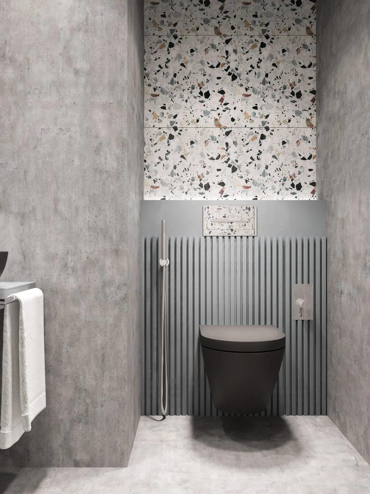 Плитка терраццо в интерьере ванны Плитка TERRAZZO GREY RET 80*80 по цене - 398 лей в Молдове