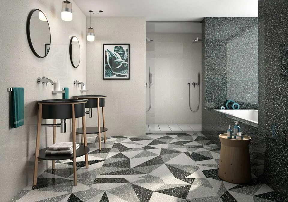 Плитка терраццо в интерьере ванны Geotiles Terrazo Carrea - sklep, inspiracje, porady Marble trend, Trending decor
