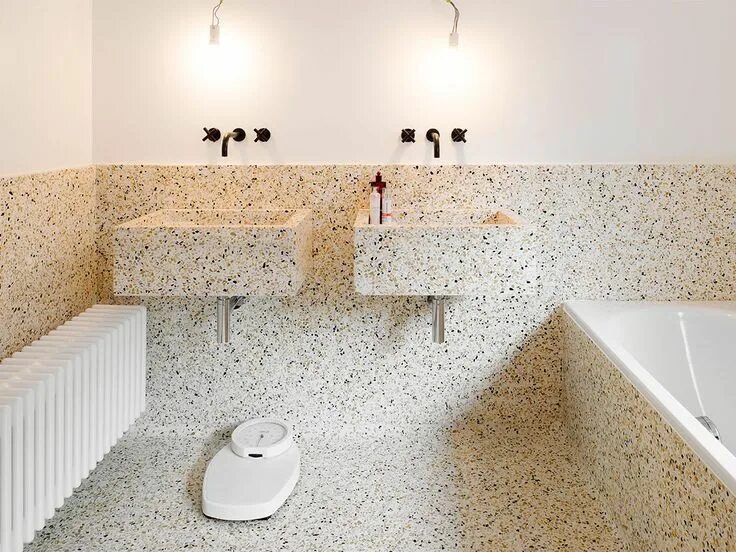 Плитка терраццо в интерьере ванны Terrazzo Bathroom. House Deurne by MADE Architects . Terrazzo bathroom, Bathroom