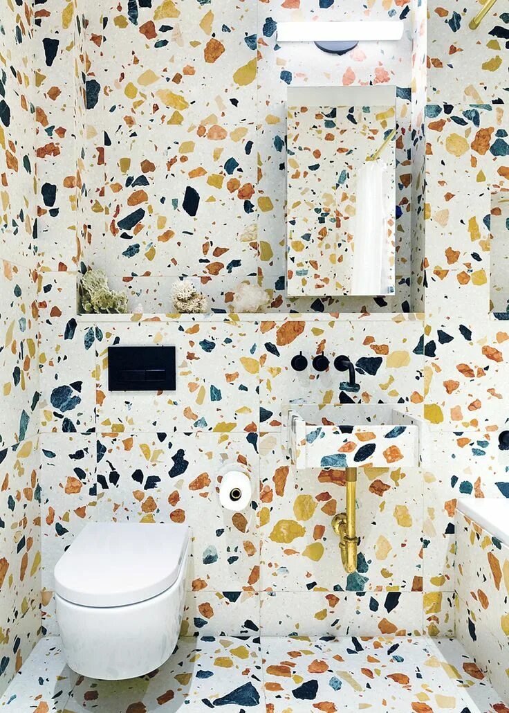 Плитка терраццо в интерьере ванны Max Lamb’s 'Simple, Honest' Furniture - and Home (Published 2016) Unique bathroo