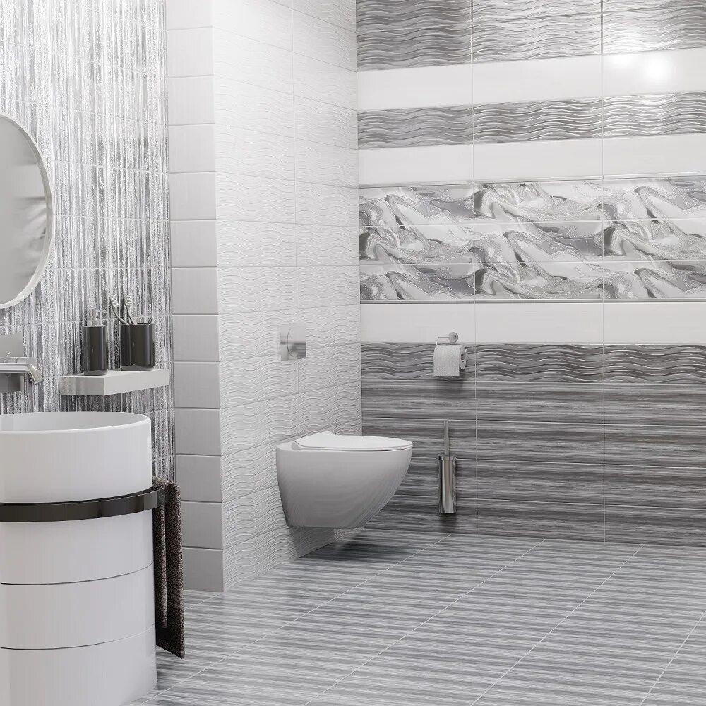 Плитка тори в интерьере маленькой ванной Alma ceramica grigio в интерьере - Гранд Проект Декор.ру