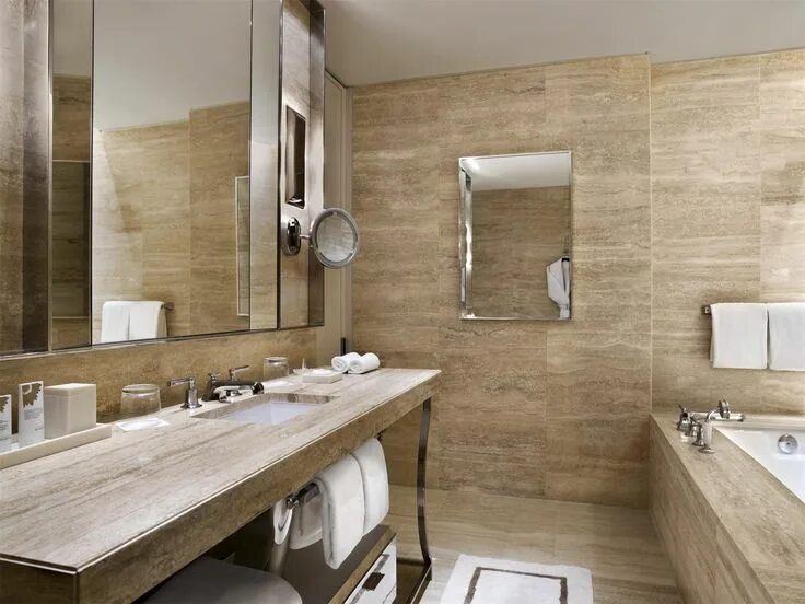 Плитка травертин в интерьере ванной St Regis Bal Harbour - Miami Beach Hotels: The St. Regis Bal Harbour Resort - Ho