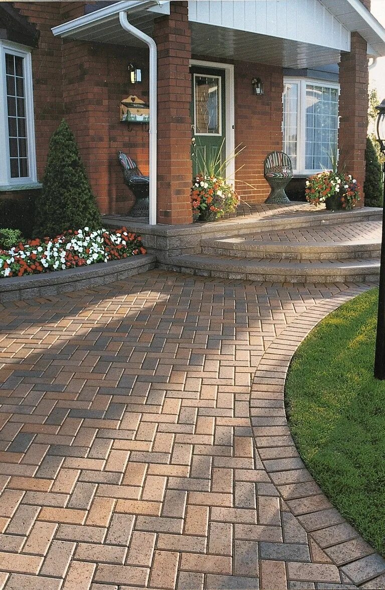 Плитка тротуарная перед домом фото hollandstone2 Patio pavers design, Pathway landscaping, Driveway design
