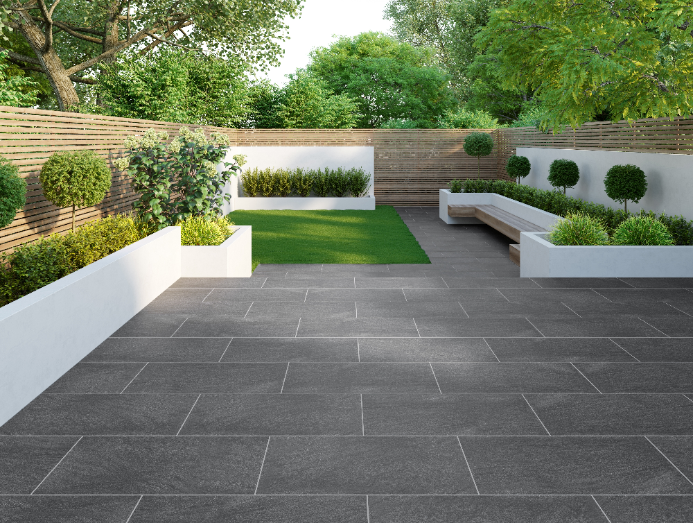 Плитка уличная фото Granito Black Outdoor Matt Porcelain Slab Tile - Tiles from Tile Mountain Modern