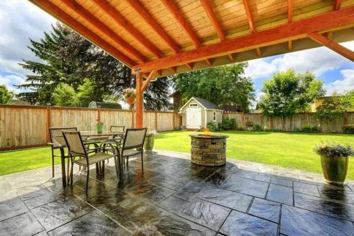 Плитка в беседке фото Decorative Stamped Concrete Coatings Concrete patio, Patio stones, Patio