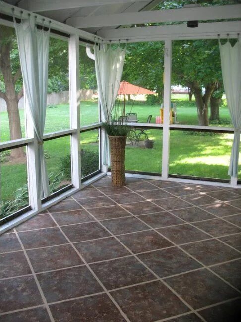 Плитка в беседке на полу фото 21 Rosemary Lane: Looking for a Weekend Project - Painted Concrete Floor Patio, 