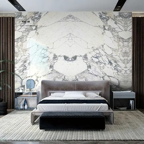 Плитка в интерьере спальни Calacatta Antique Book Match Marble 140x80cm Porcelain Tiles White bedroom decor