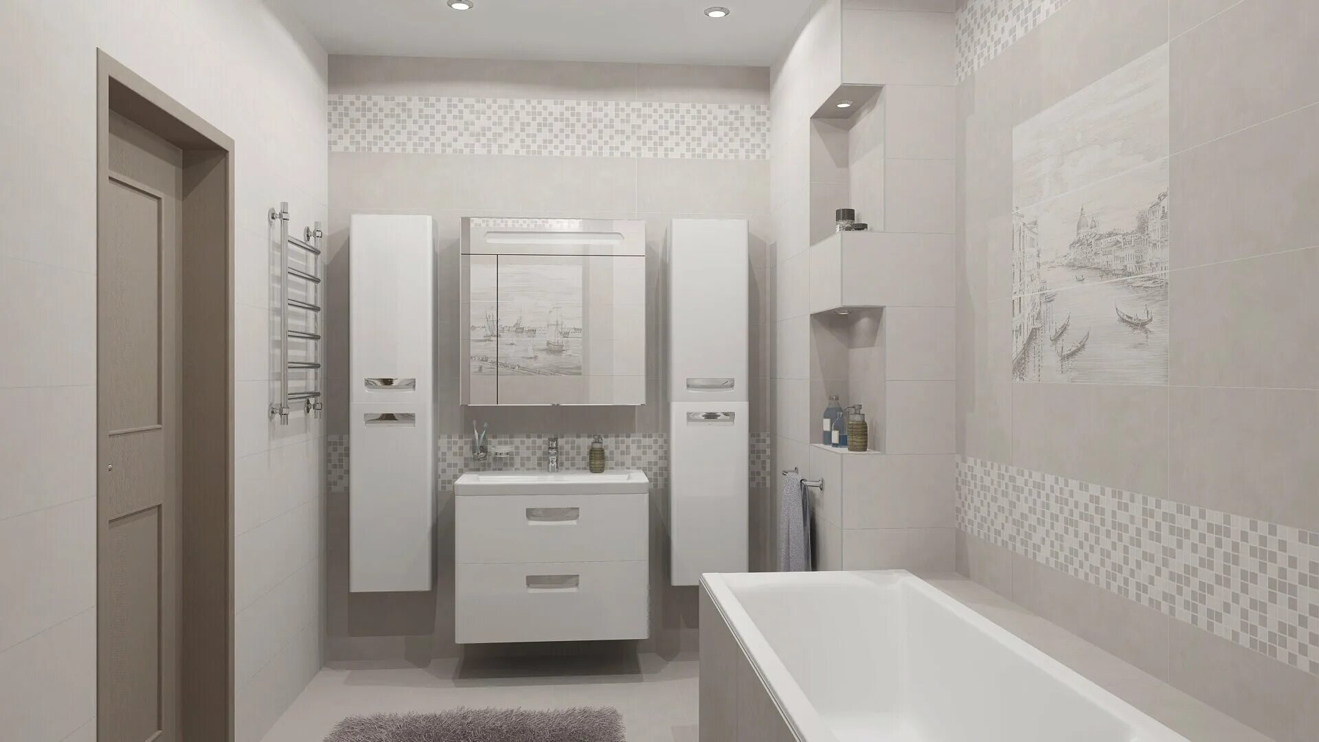 Плитка в интерьере ванной реальные Плитка KERAMA MARAZZI Город на воде 12115R орнамент, 12115Rэффект камень - купит