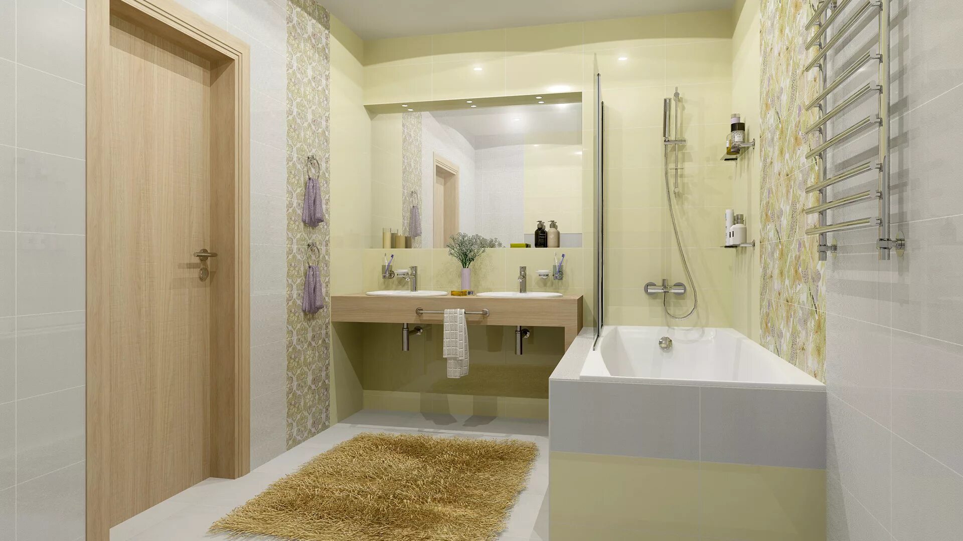 Плитка в маленькой ванной фото Malibu микс 24.9x50 Alma Ceramica - Декор Альма Керамика Малибу микс DWU09MLB003