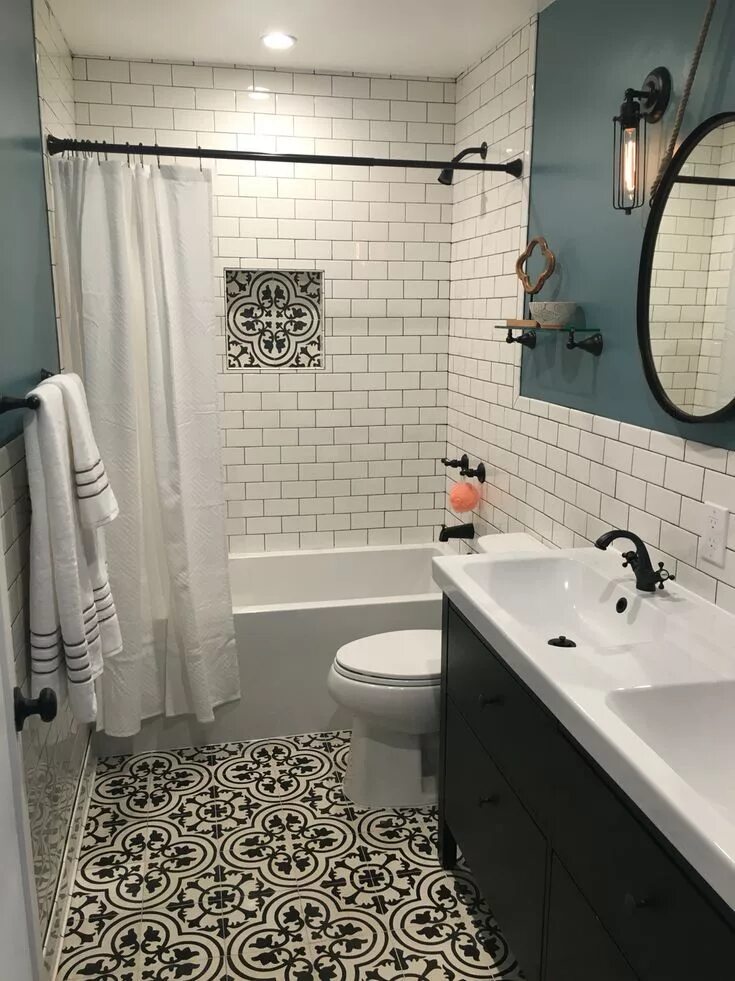 Плитка в обычной ванной комнате фото Pin on Bathrooms - Farmhouse Style