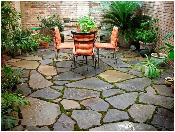 Плитка в саду фото These Patio Floor Ideas are Just Superb Stone patio designs, Stone backyard, Sma
