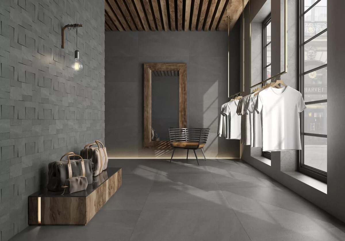 Плитка в серых тонах фото Raw Smoke Nature 154x328 Xlight - Керамогранит Икслайт Рав Смок Натуре серый, те