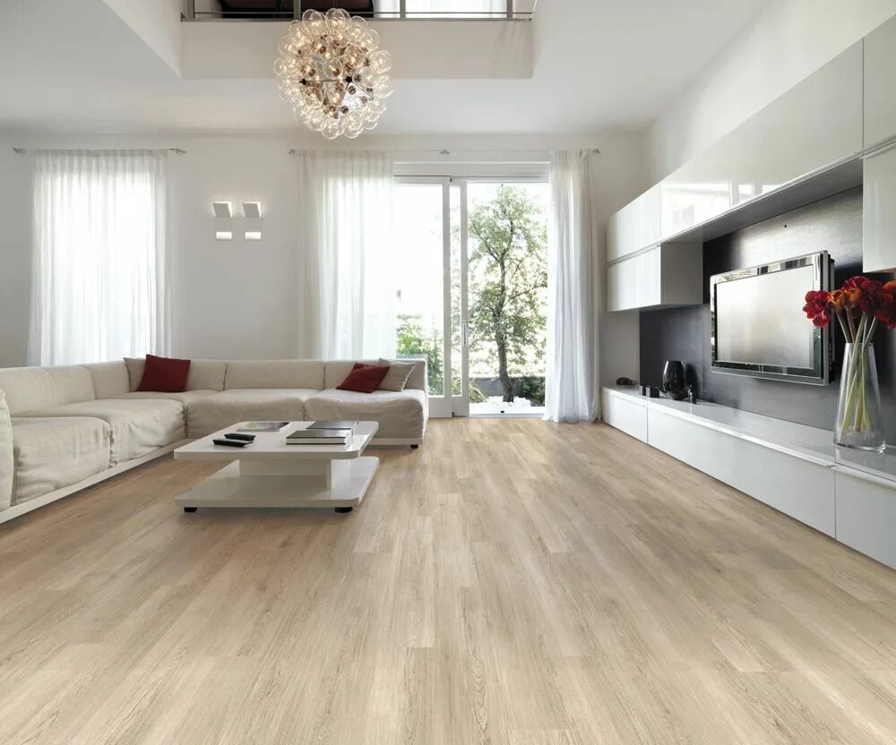 Плитка в современном интерьере Allure Plus - Easton Oak White Open space living room, Rugs in living room, Cont