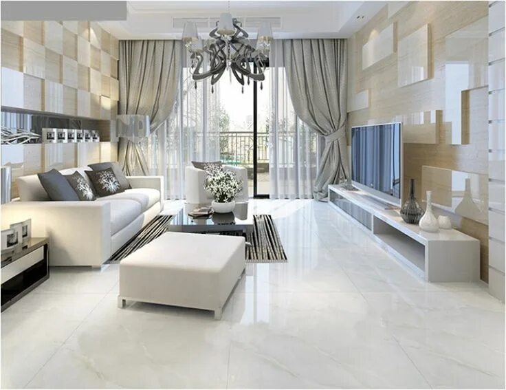 Плитка в современном интерьере HugeDomains.com Marble living room floor, White floors living room, Marble floor