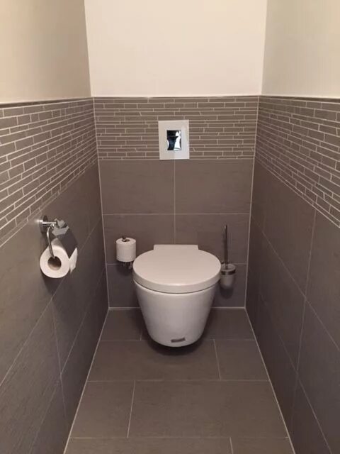 Плитка в туалет на стены фото Gäste WC mit unserer Fliese TopCollection Leo gris http://www.franke-raumwert.de