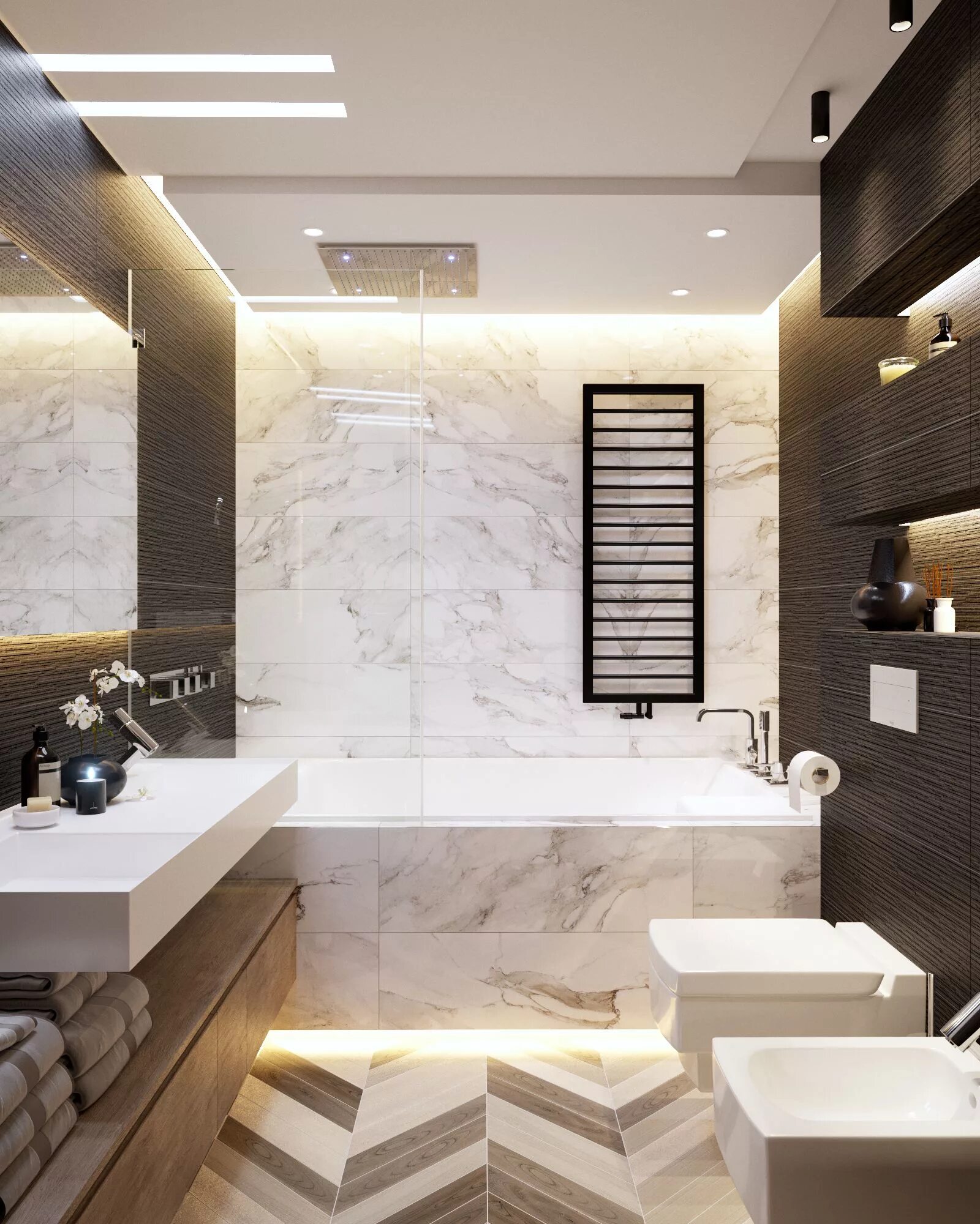 Плитка в ванной дизайн дом Apartments in UkraineDesign: DE&DE interior studioVisualization: Max Tiabys, Max