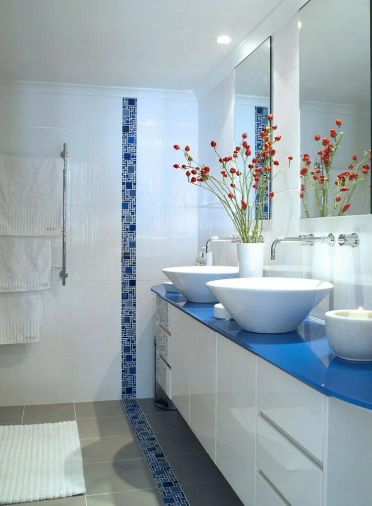 Плитка в ванной дизайн цвет Couleur salle de bain en 55 idées de carrelage et décoration Blue bathrooms desi