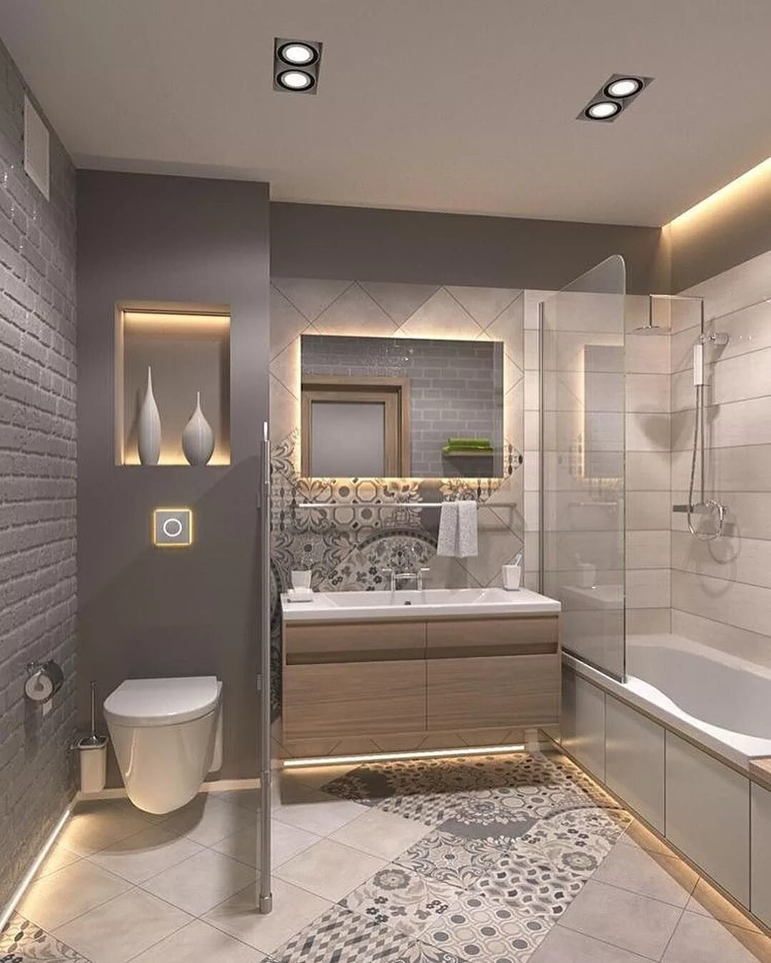 Плитка в ванной дизайна интерьера #decor Basement bathroom remodeling, Bathroom design small, Bathroom interior