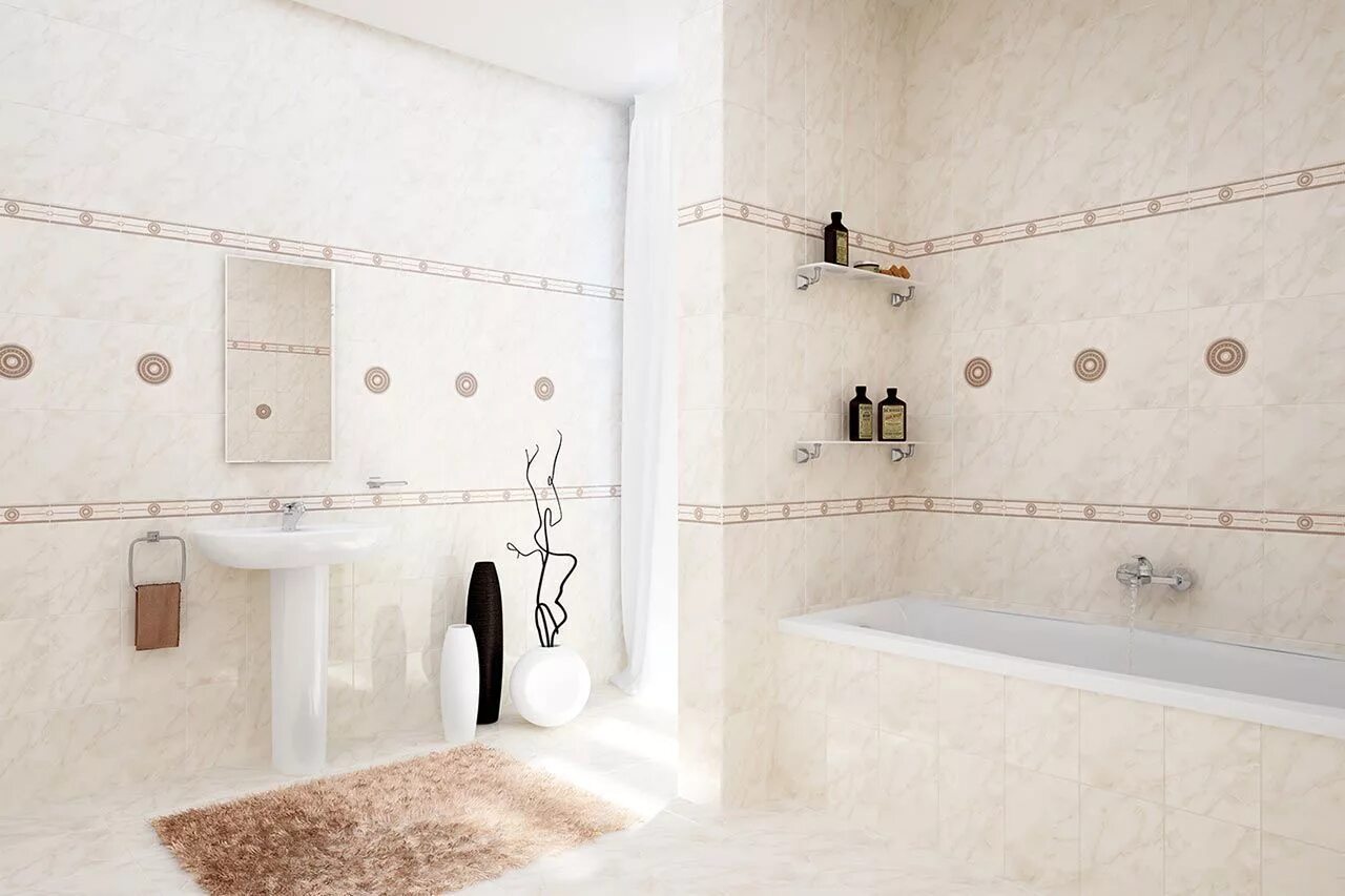 Плитка в ванной фото купить Церсанит Шик светло-бежевый C-CI2K301 20x30 - Декор Cersanit Chic светло-бежевый