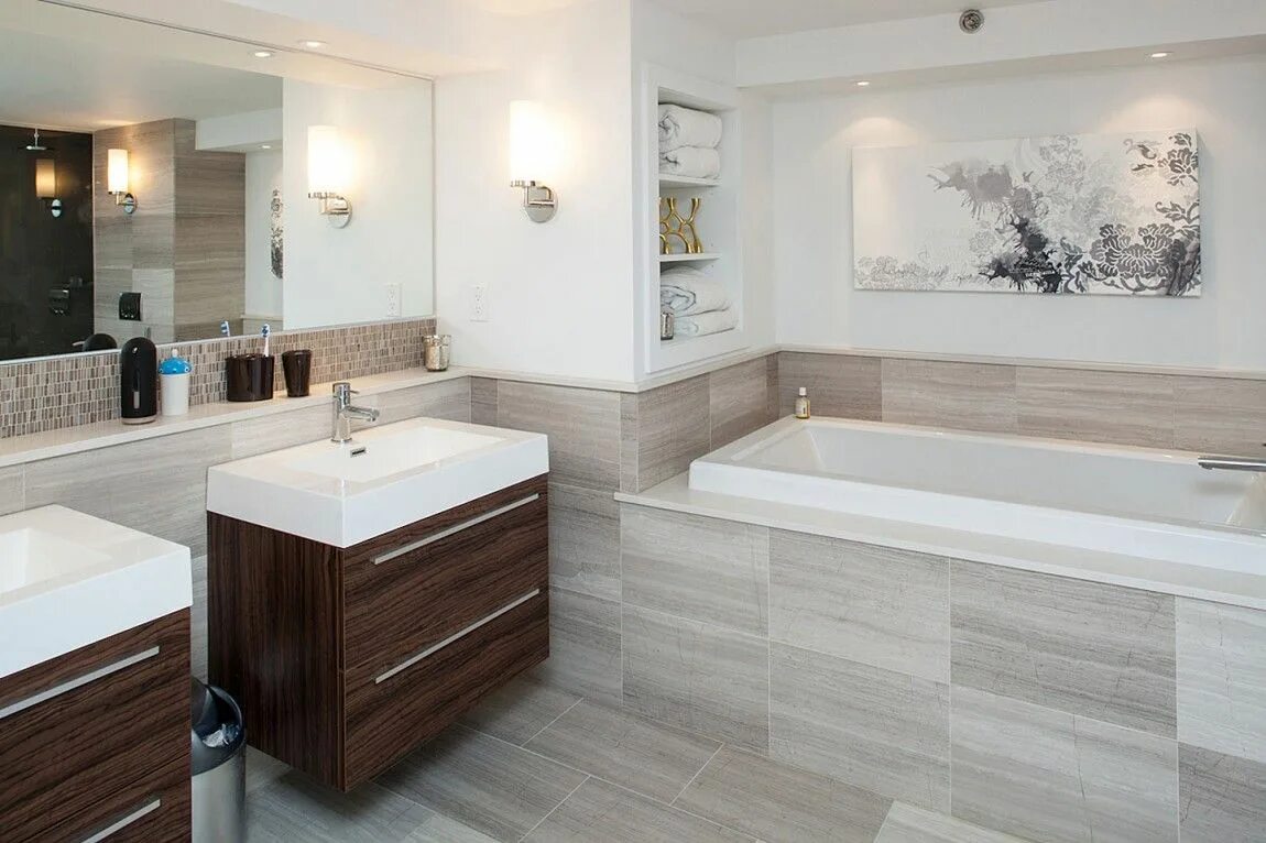 Плитка в ванной фото современном стиле Fresh Residential Project Features an Eclectic Design in Toronto 廁 所 Bathroom ti