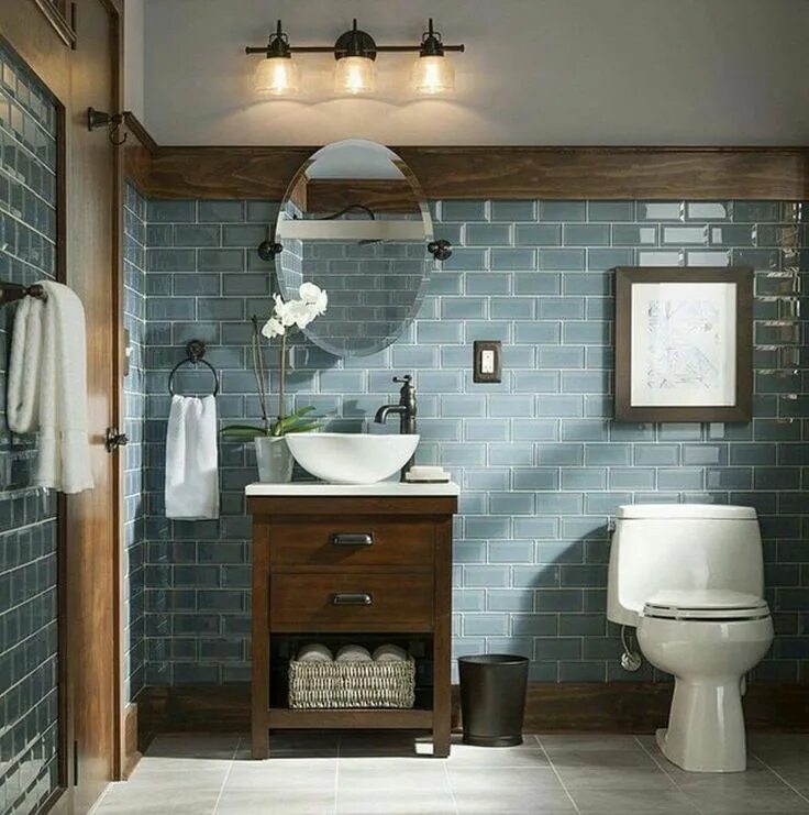 Плитка в ванной фото в стиле Style Selections Cromlee 24-in Bark Single Sink Bathroom Vanity with White Engin