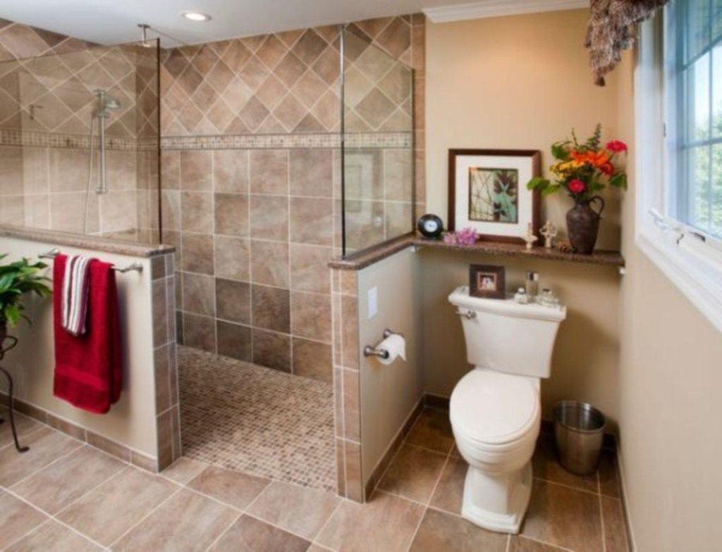 Плитка в ванной комнате частного дома фото 38 Half Wall Shower for Your Small Bathroom Design Ideas - Matchness.com Bathroo