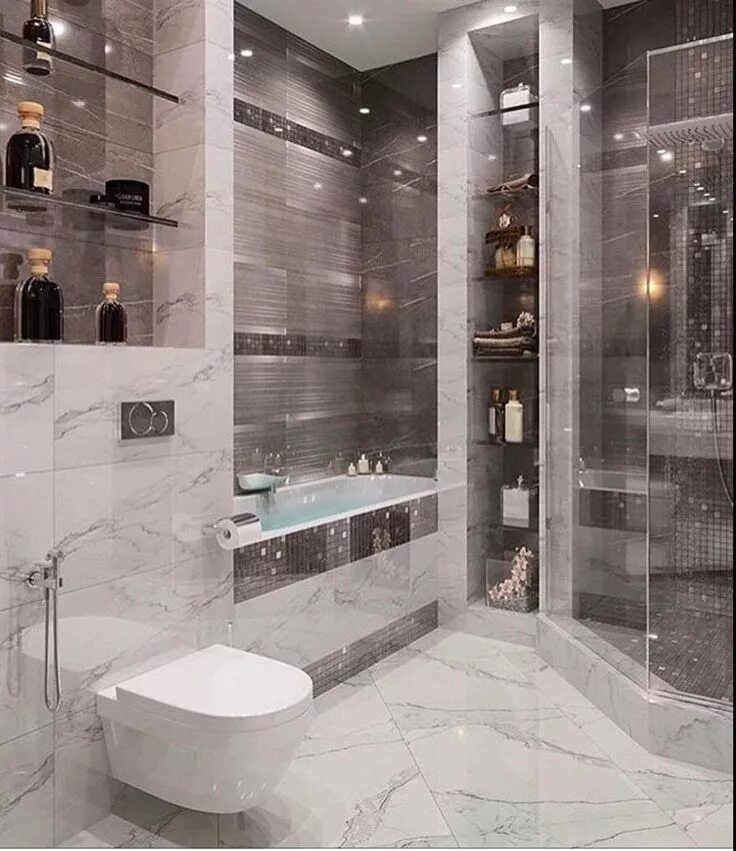 Плитка в ванной комнате фото в современном Pin by Marcia Allen on BATHROOM Bathroom interior design, Contemporary bathroom 