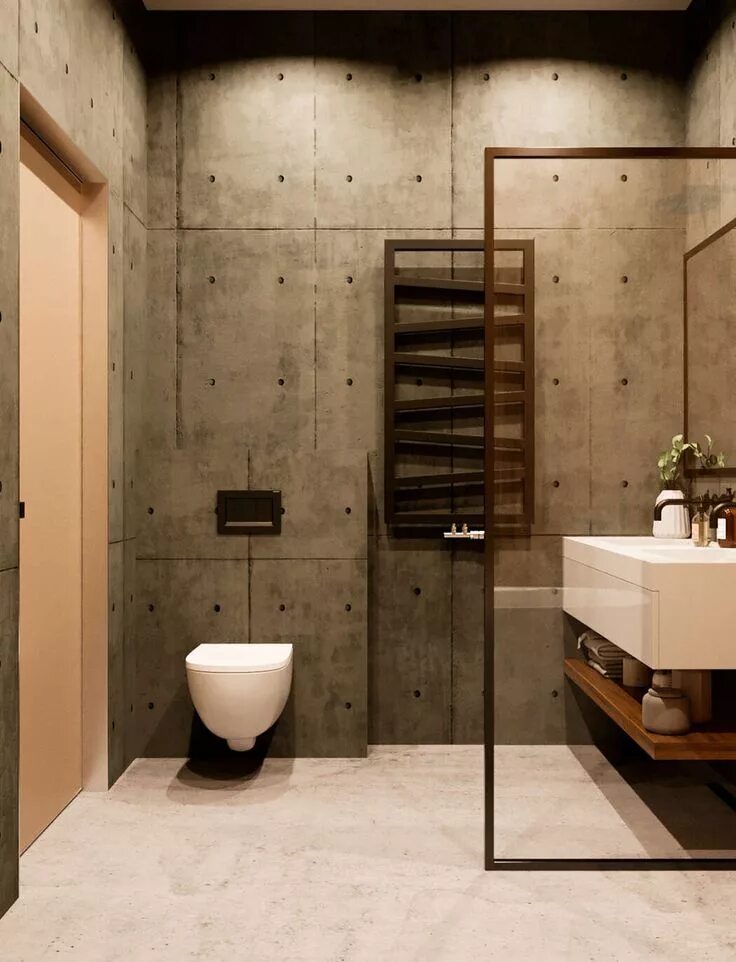 Плитка в ванной в стиле лофт Apartment in Minsk by Lena Budantseva Industrial style bathroom, Bathroom tile d