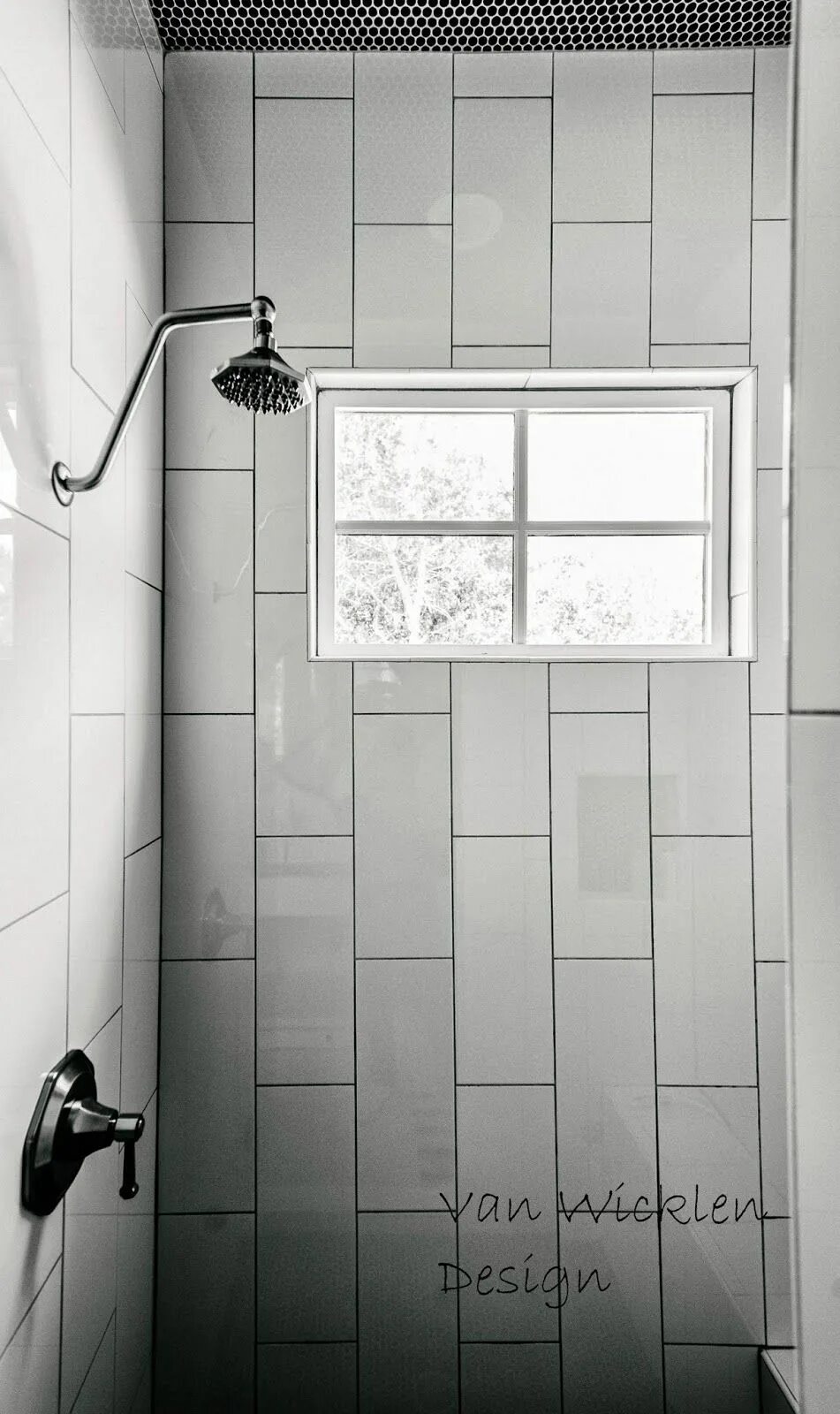 Плитка в ванной вертикально фото Patterson Project, Part 4 (Boys' Room & Study Area) White tile shower, Vertical 