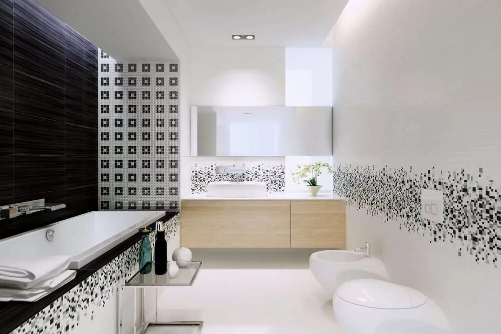 Плитка в ванну современный дизайн фото Sindi многоцветный SD2L451 29.7x60 Mei (Meissen Keramik) - Декор Мэй Синди много
